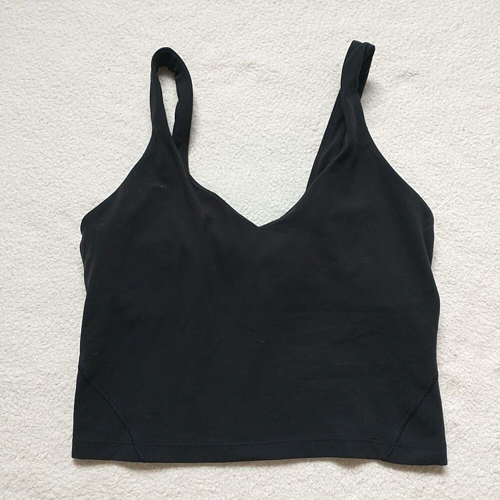 Lululemon Align Tank Top 6 Black Build In Bra Cropped Removable Pads